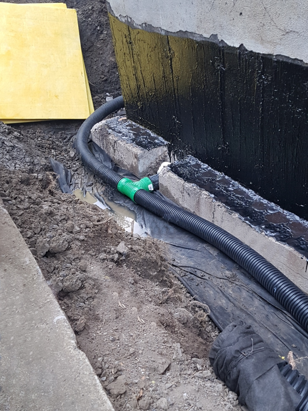 French drain connection to water basin